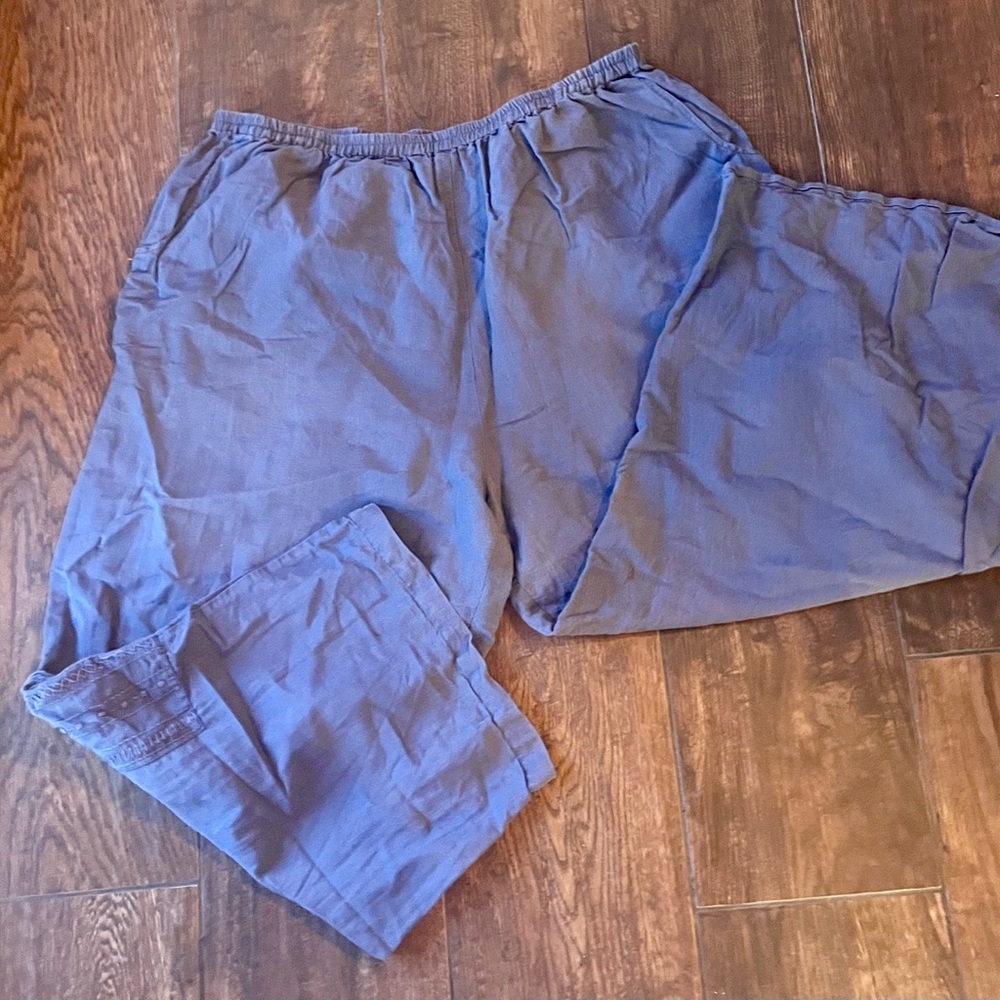 MARKETPLACE Handiwork of India MINIMALIST NATURAL COTTON LINEN PANTS